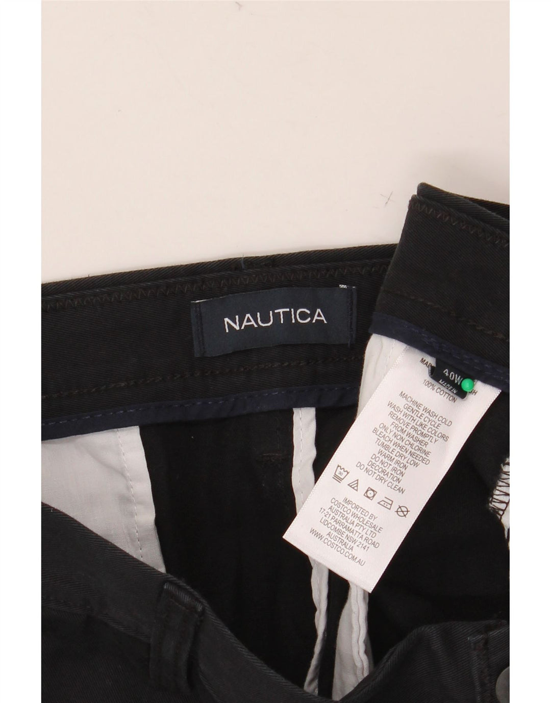 NAUTICA Pantalones cortos chinos para hombre W40 XL Algodón negro