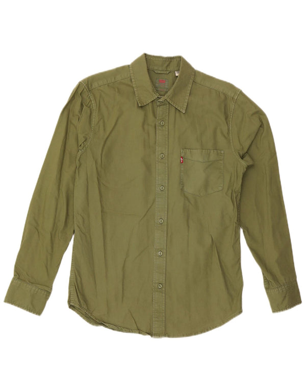 Levi's Camisa estándar para hombre de algodón caqui pequeña