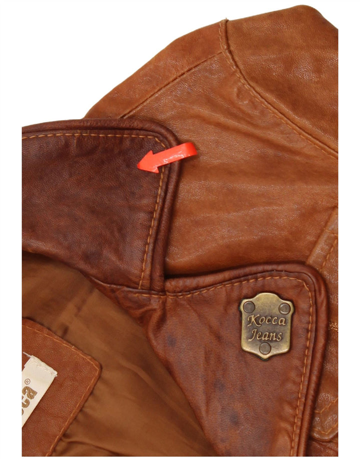 KOCCA Chaqueta de cuero para mujer UK 10 Small Brown Leather