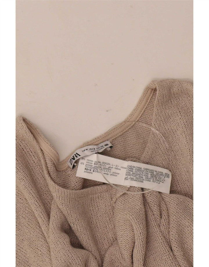 Zara Mujer Blusa Extragrande Top UK 44 Viscosa Gris Medio