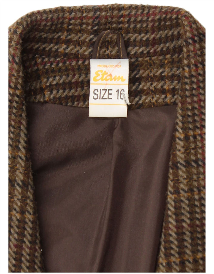 ETAM Chaqueta Blazer de Doble Botonadura para Mujer US 16 2XL Marrón Check Acrílico