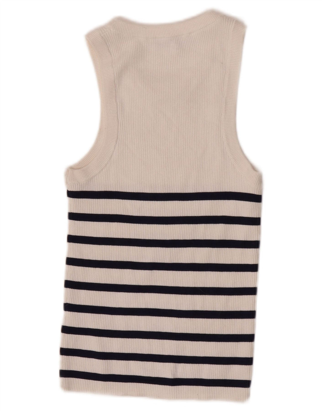Zara Mujer Crop Vest Top UK 40 Medio Viscosa De Rayas Blancas