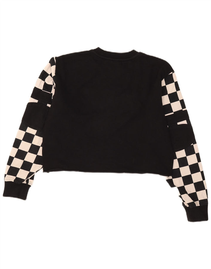 Vans Mujer Crop Graphic Sudadera Jumper UK 44 Mediano Negro Geométrico