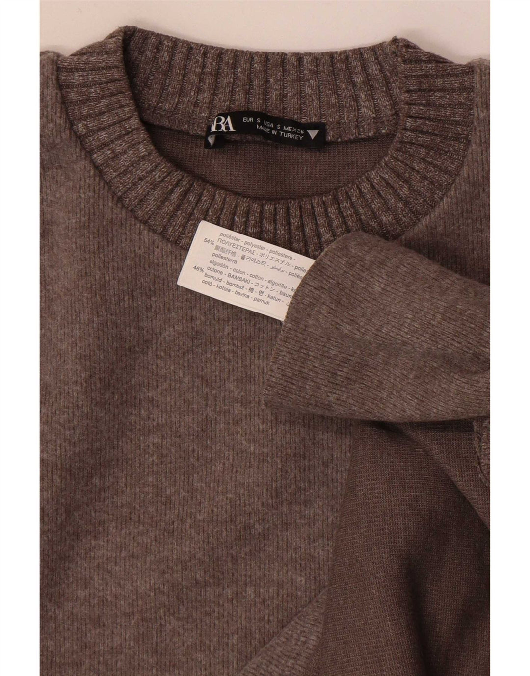Zara Mujer Oversize Cuello Redondo Jersey Jersey UK 10 Small Marrón Poliéster