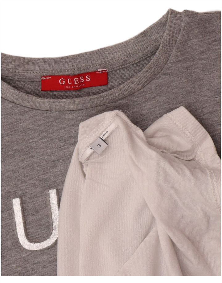 Guess Top gráfico para mujer manga 3/4 UK 10 Small Grey