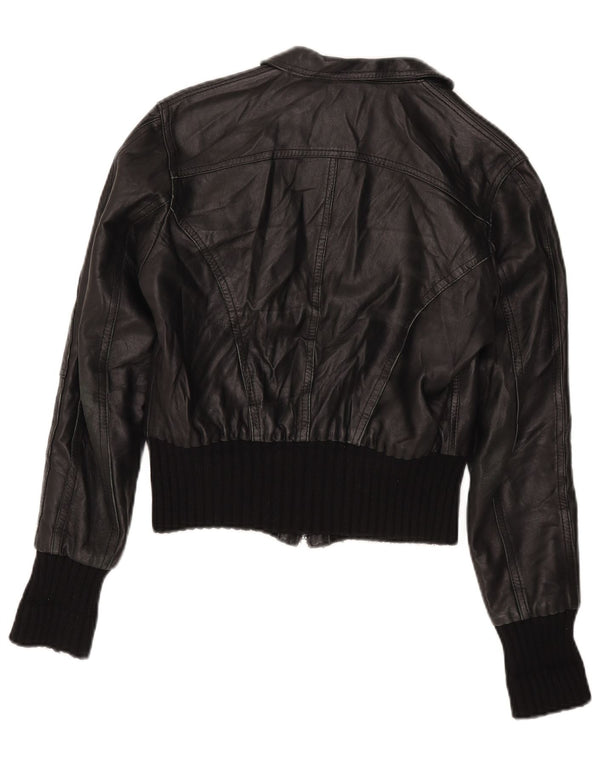 Bata and More Chaqueta de cuero corta para mujer IT 46 Large Black