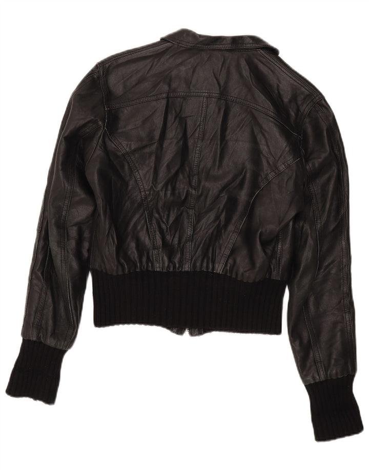 Bata and More Chaqueta de cuero corta para mujer IT 46 Large Black