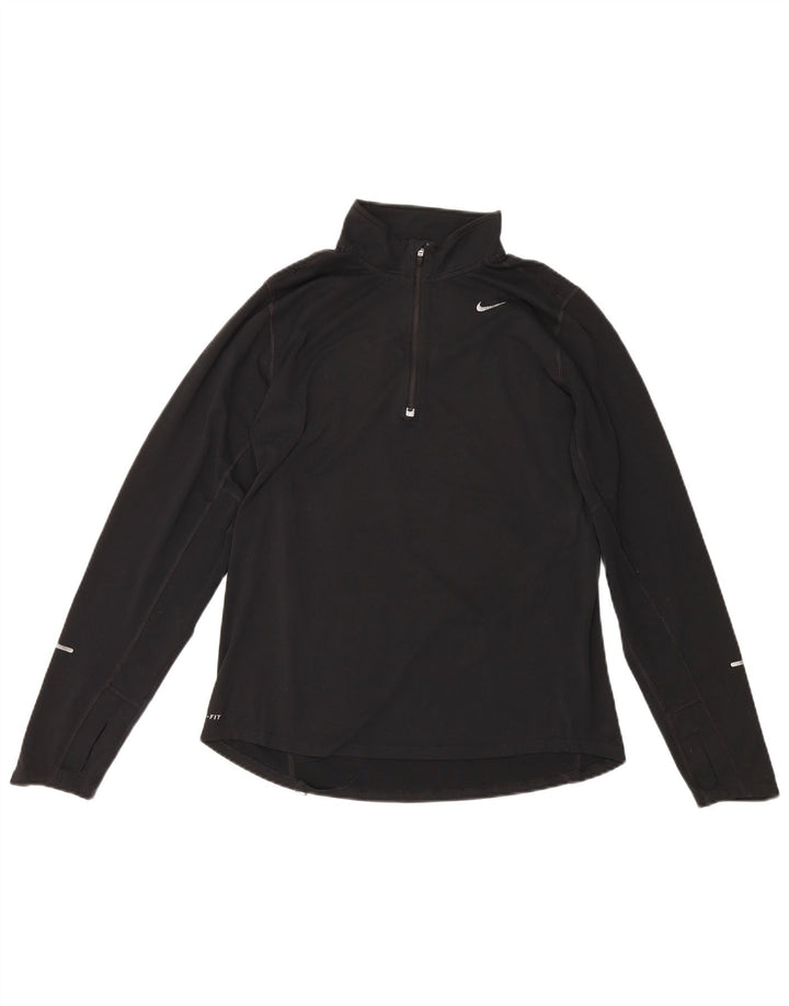 Nike Dri Fit - Chándal con cremallera y cuello para hombre, talla mediana, poliéster negro