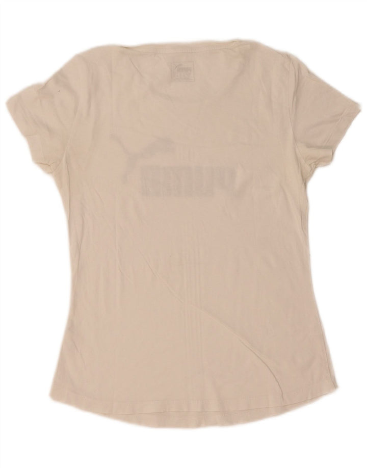 Puma Camiseta gráfica para mujer Top UK 10 Small White