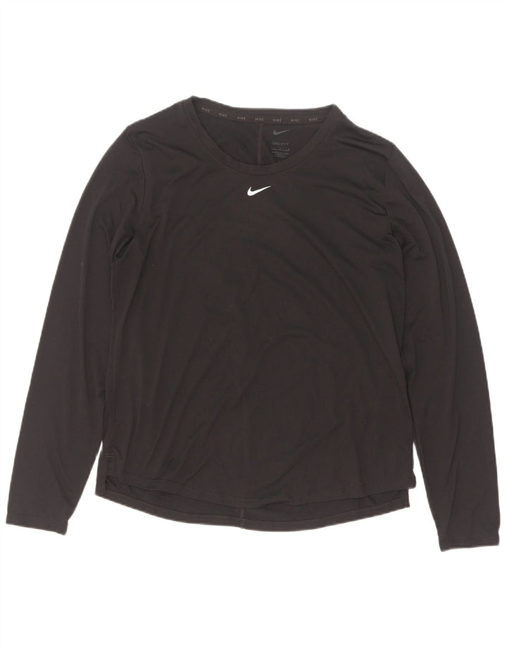 Nike Mujer Dri Fit Top Manga Larga UK 46 Grande Poliéster Negro