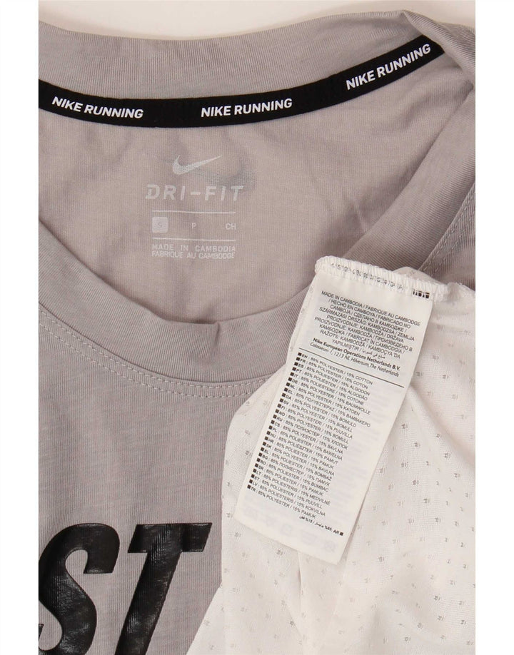 Nike Camiseta corta extragrande con gráfico para mujer UK 10 Small Grey Poliéster