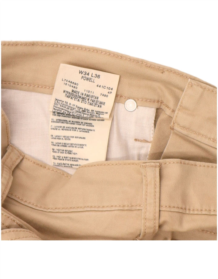 LEE Hombres Powell Pantalones Casuales Rectos W34 L36 Algodón Beige