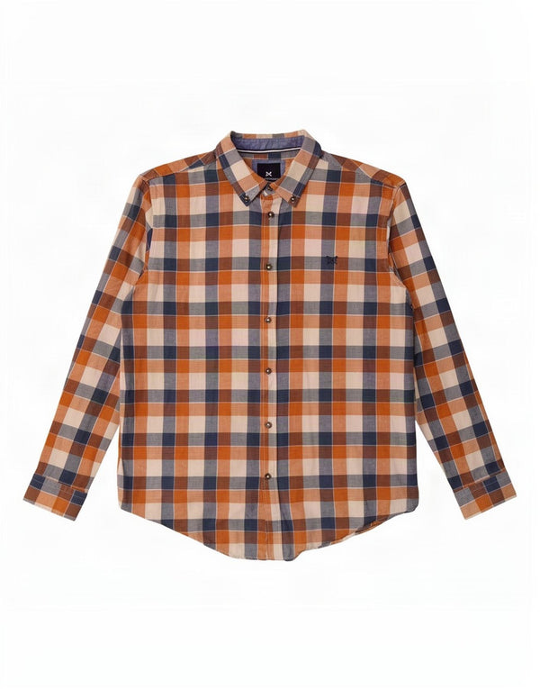 Crew Clothing Camisa de corte clásico para hombre Algodón a cuadros marrón grande