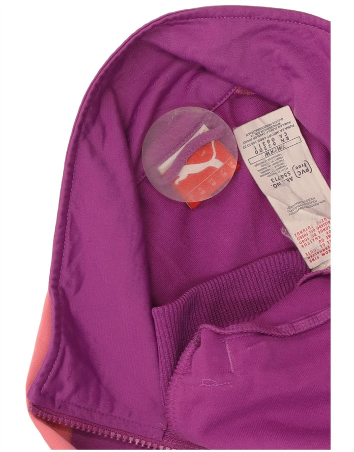 Puma Mujer Chándal Top Chaqueta UK 10 Pequeño Púrpura Colorblock Poliéster