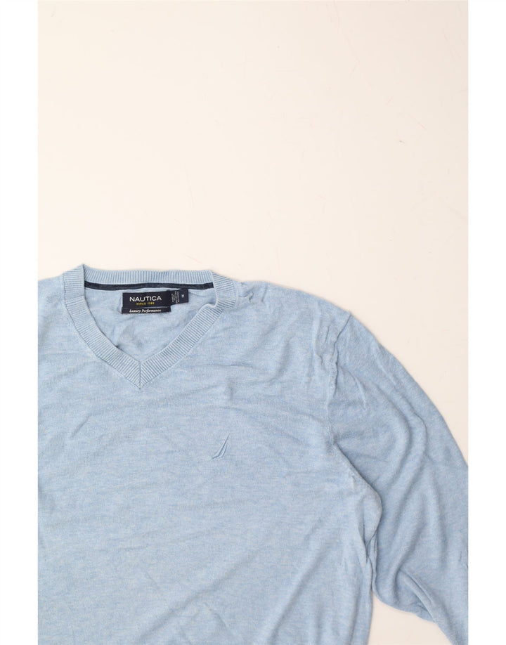 NAUTICA Mens V-Neck Jumper Sweater Medium Blue Cotton Vintage Nautica and Second-Hand Nautica from Messina Hembry 