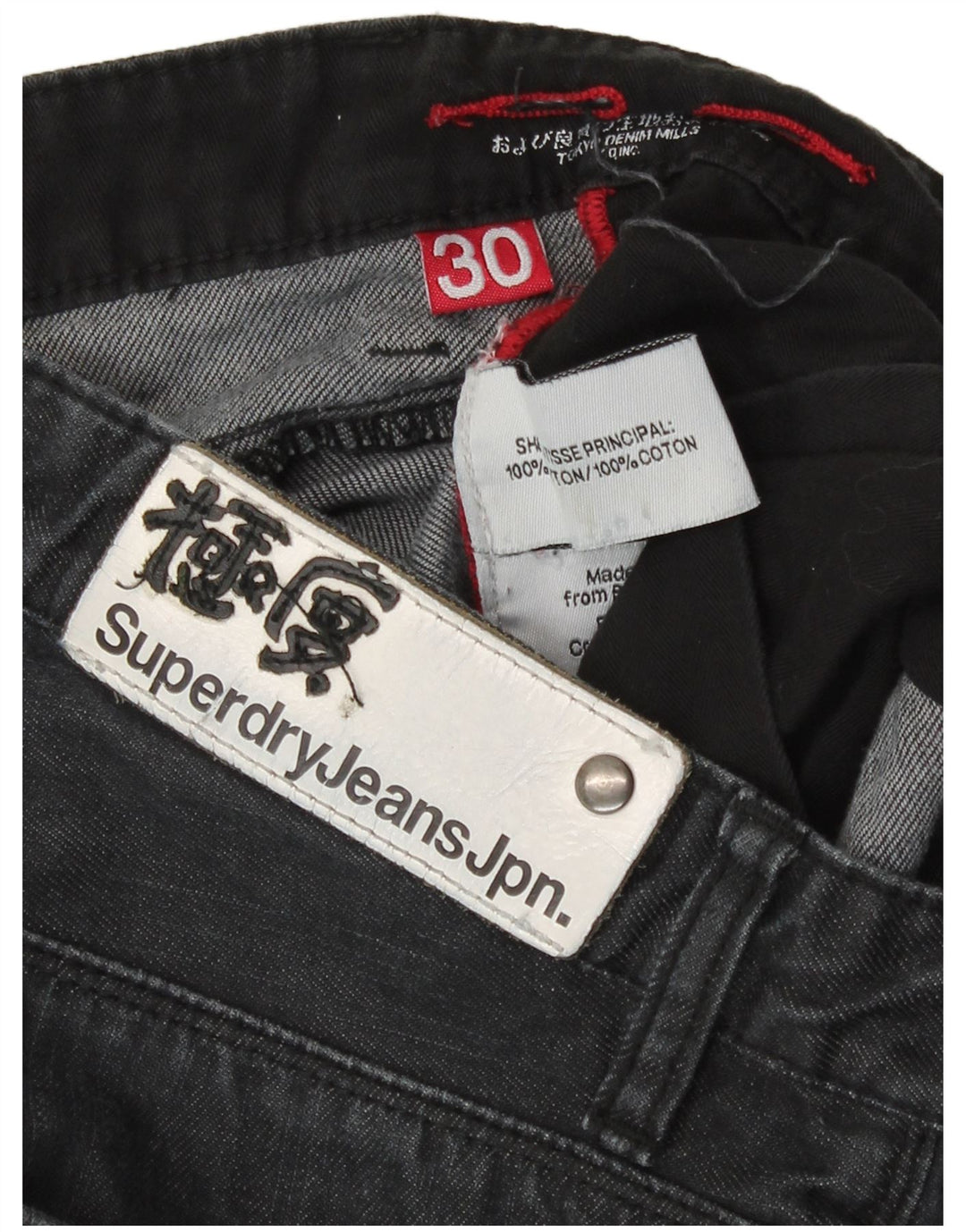 Vaqueros rectos Superdry para hombre W30 L28 Algodón gris