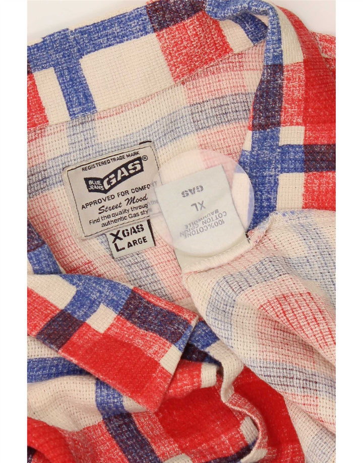 Camisa Gas Hombre XL Cuadros Rojos Algodón