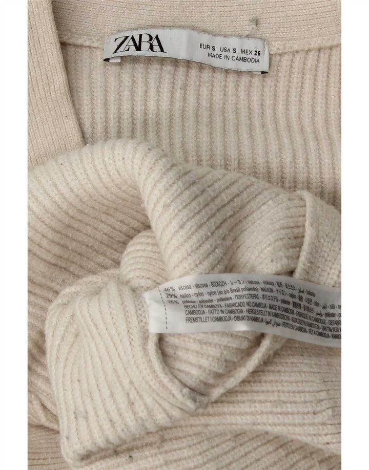 Zara Mujer Suéter Cárdigan Extragrande UK 10 Small Viscosa Blanca
