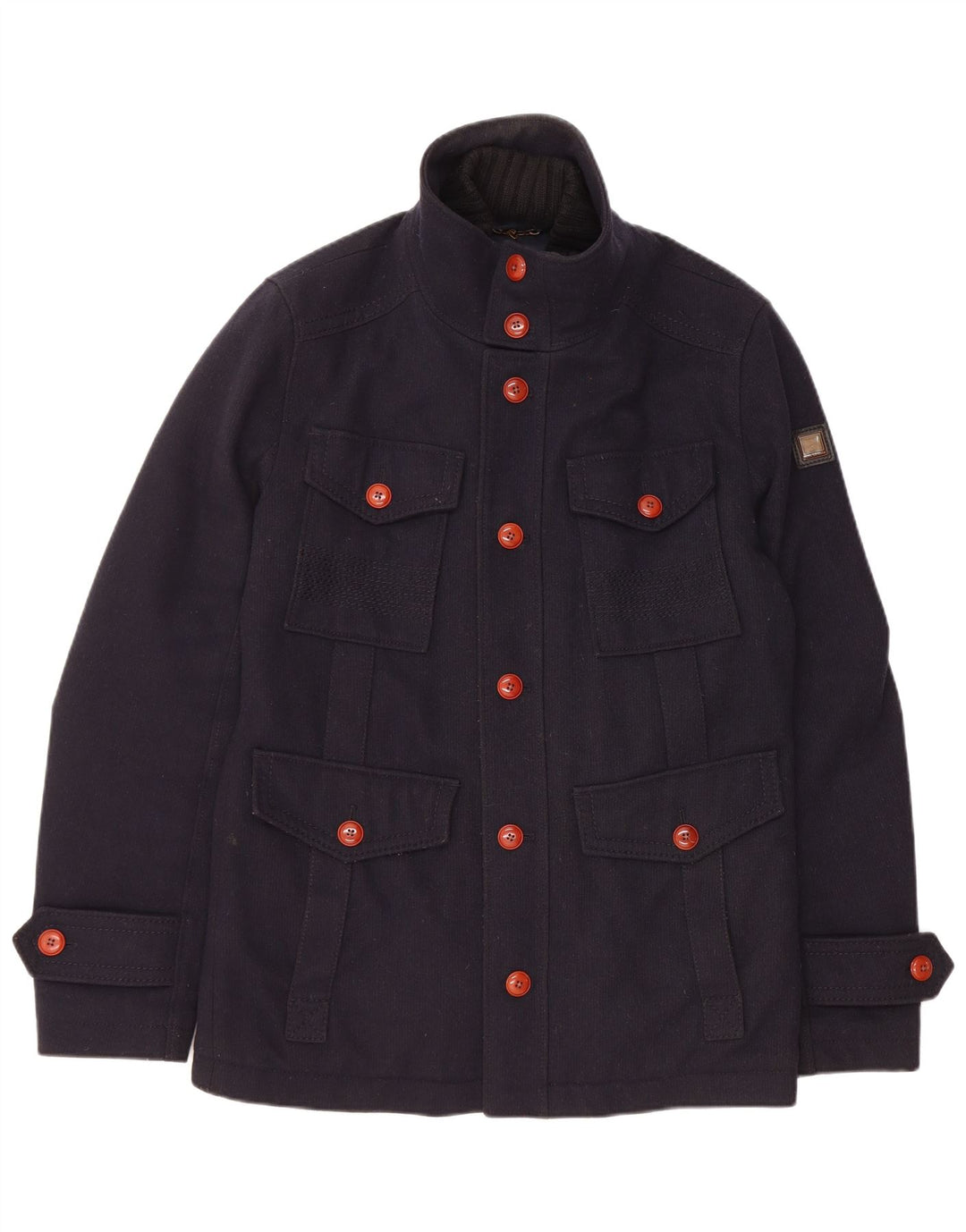 HUGO BOSS Chaqueta utilitaria para hombre UK 38 Lana azul marino mediana