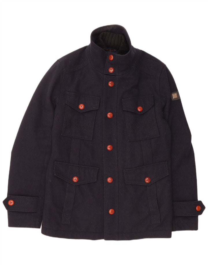 HUGO BOSS Chaqueta utilitaria para hombre UK 38 Lana azul marino mediana