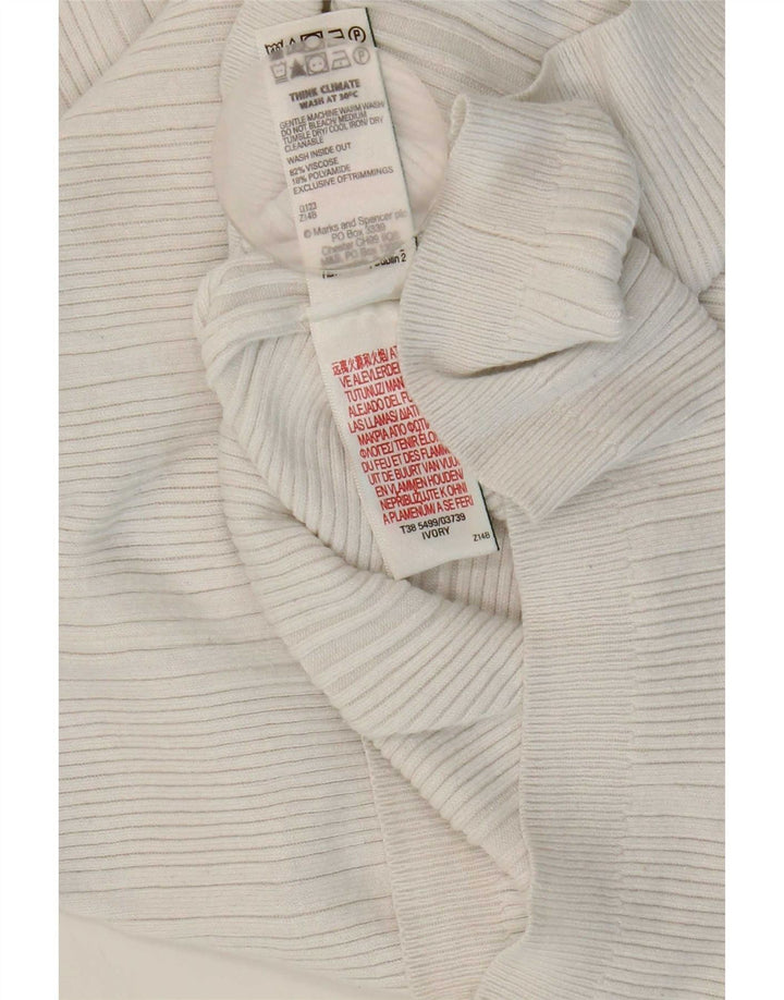 Marks & Spencer Suéter tipo jersey con cuello vuelto para mujer UK 40 Viscosa blanca mediana