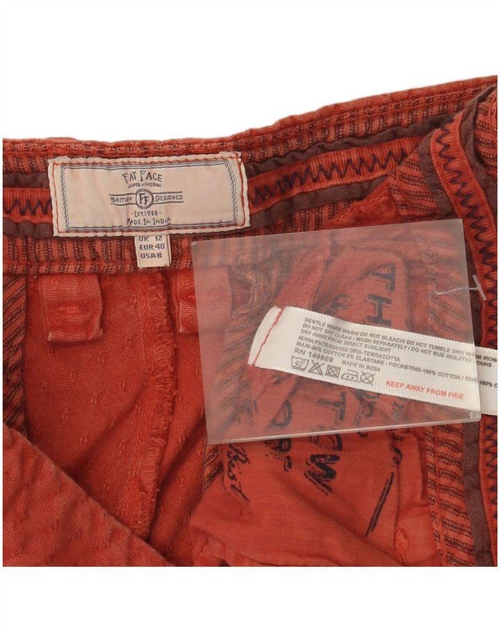 Pantalones cortos chinos para mujer Fat Face UK 12 Medium W32 Algodón rojo