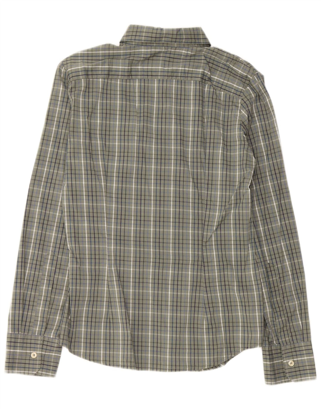 Camisa Benetton Mujer ES 42 Mediana Algodón A Cuadros Caqui