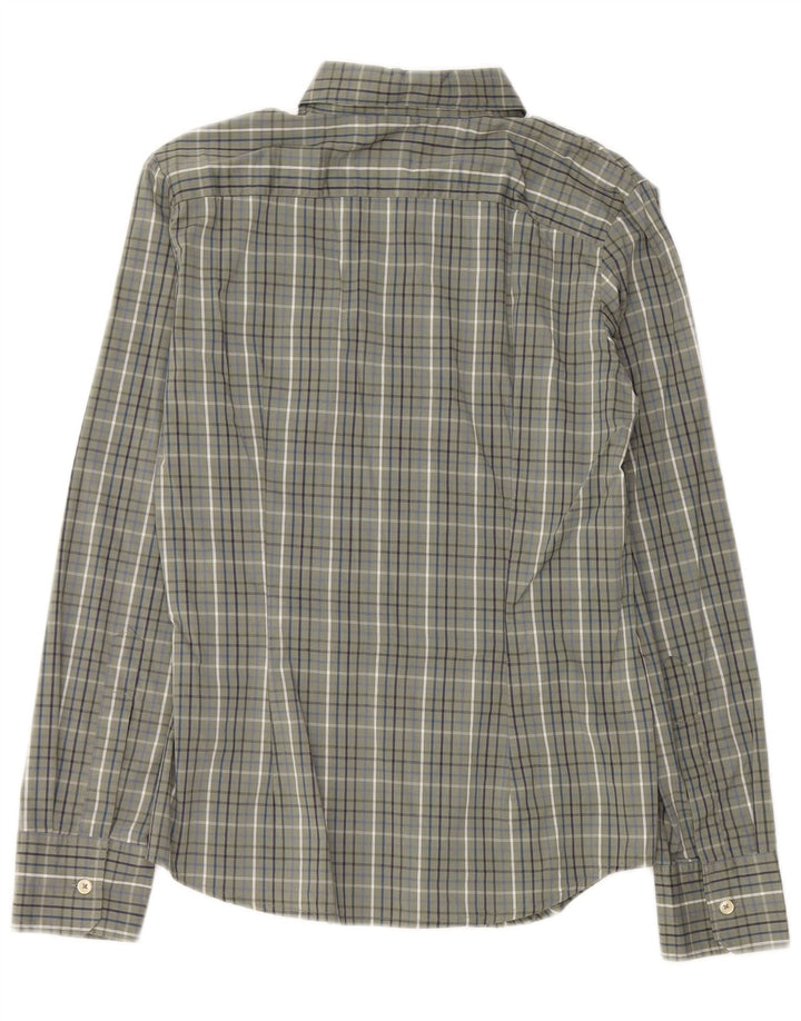 Camisa Benetton Mujer ES 42 Mediana Algodón A Cuadros Caqui