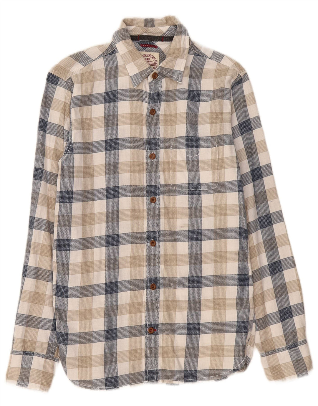 Camisa de franela para hombre Fat Face XS Algodón a cuadros beige