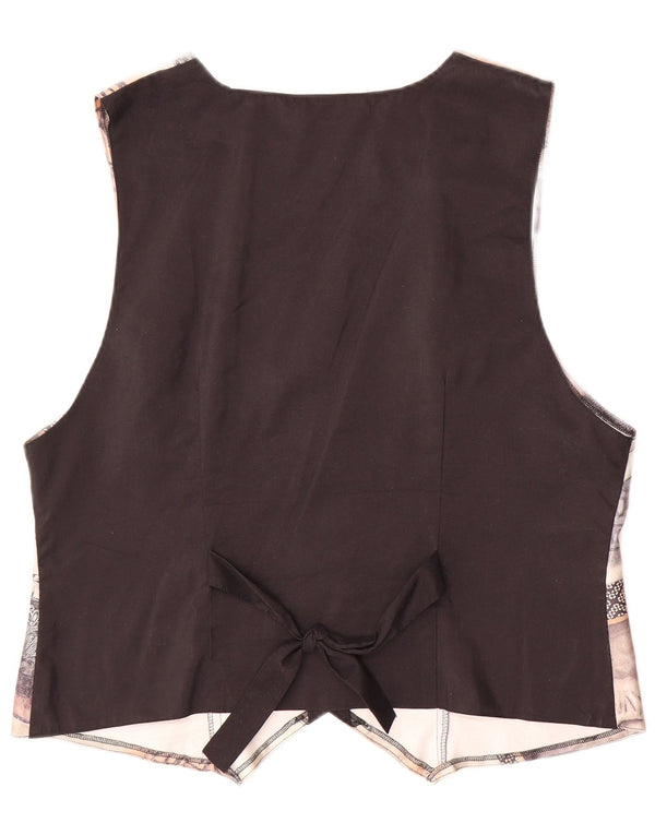 VINTAGE Chaleco de patrón abstracto para mujer EU 44 Poliéster marrón grande