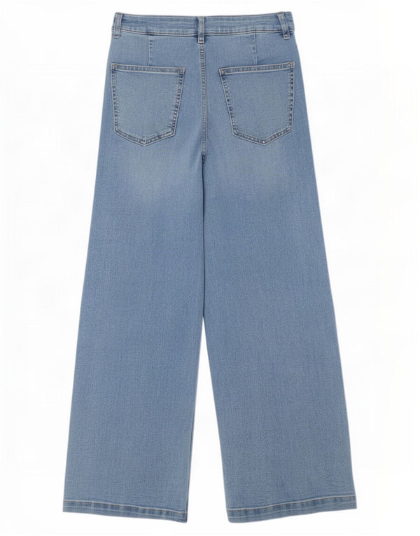 Marks & Spencer Vaqueros de pierna ancha para mujer UK 12 Medium W28 L28 Algodón azul