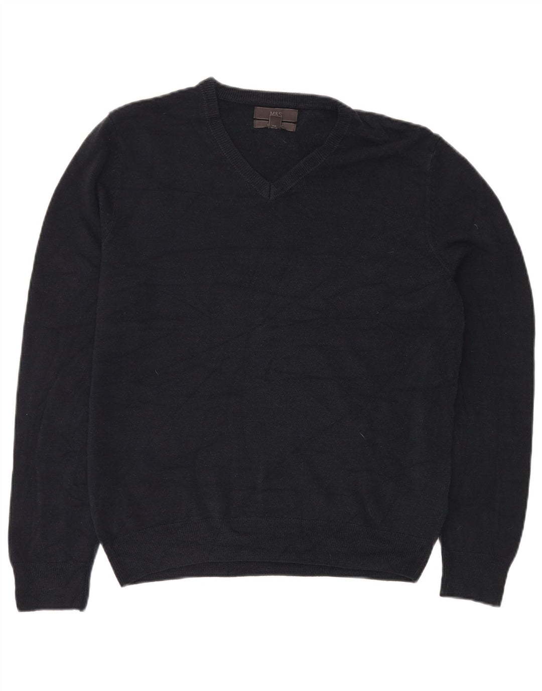 MARKS & SPENCER Suéter con cuello en V para hombre Acrílico azul marino grande
