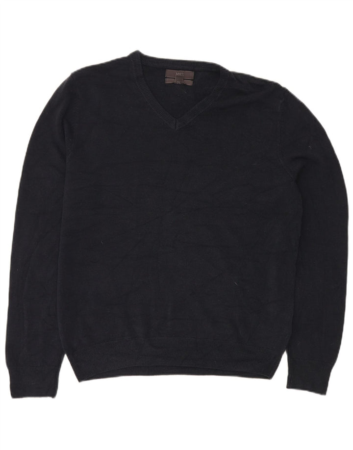 MARKS & SPENCER Suéter con cuello en V para hombre Acrílico azul marino grande