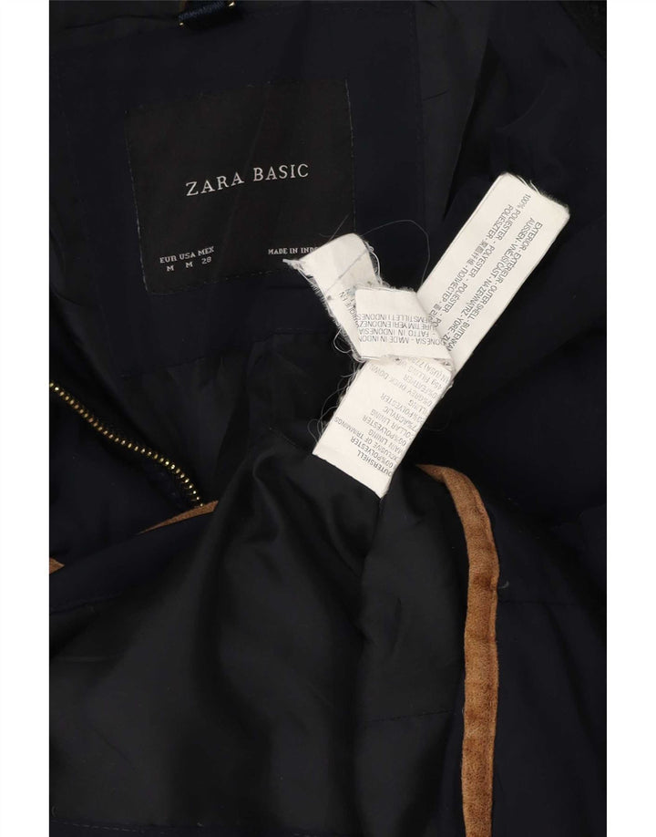 Zara Mujer Chaqueta Acolchada UK 42 Mediana Azul Marino Poliéster