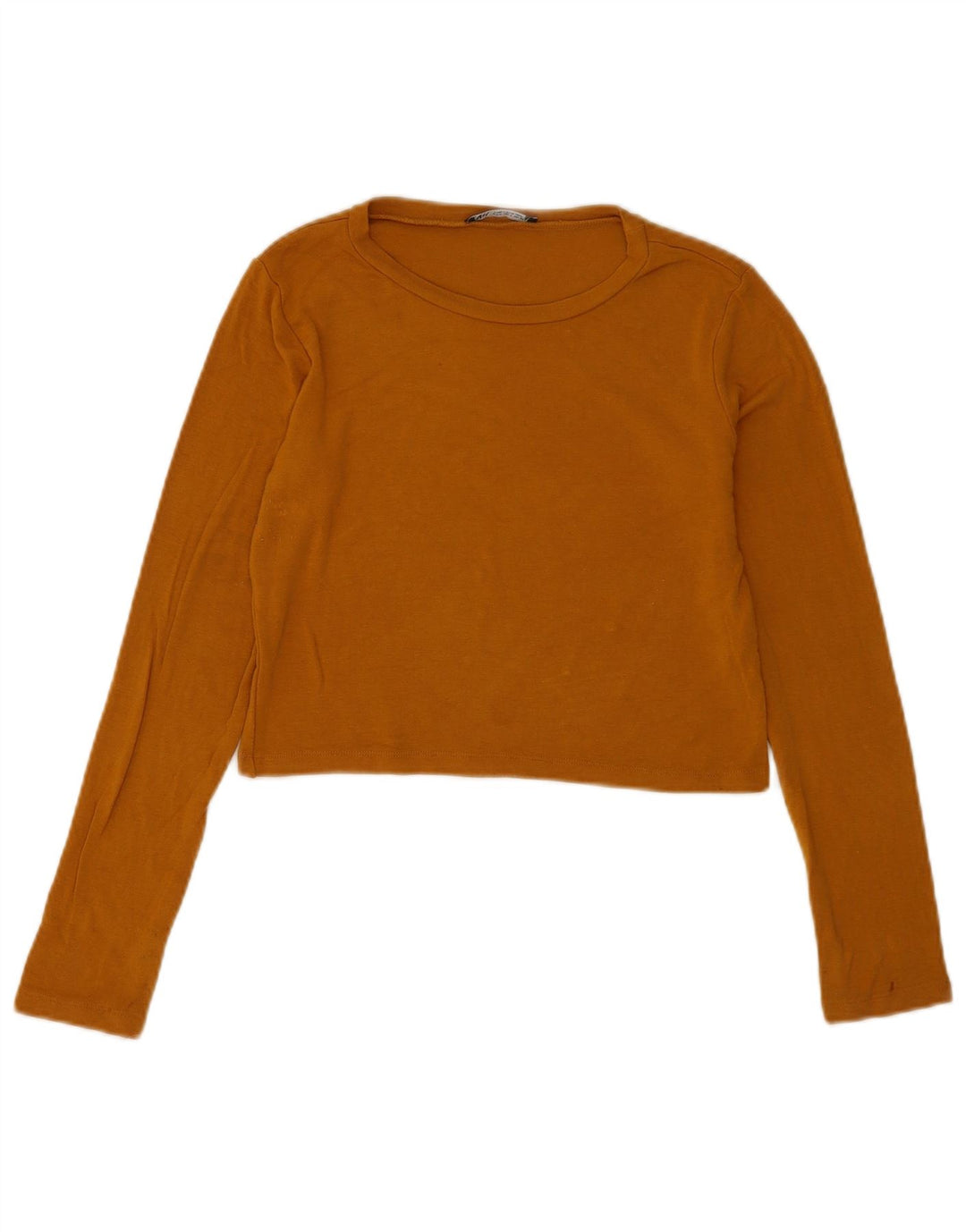 Zara Mujer Crop Top Manga Larga UK 42 Viscosa Marrón Medio