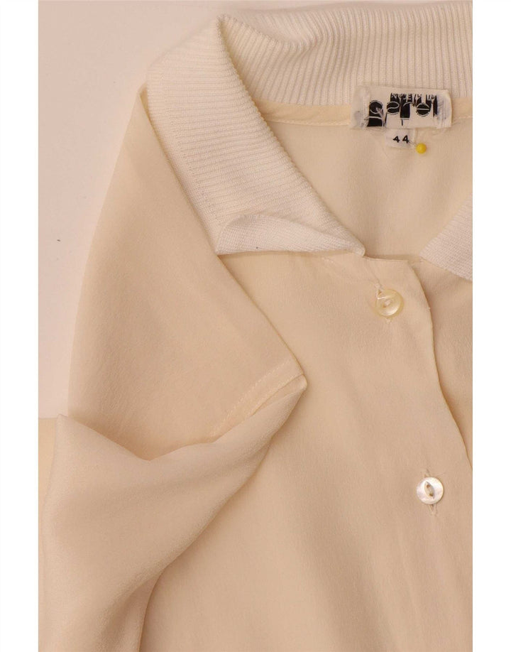 Camisa de jersey vintage para mujer IT 44 Medium Off White Colourblock