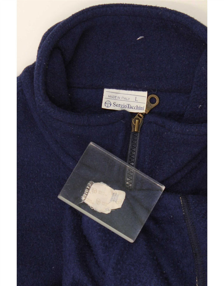 Sergio Tacchini Jersey de forro polar con cuello y cremallera para hombre grande Poliéster azul marino