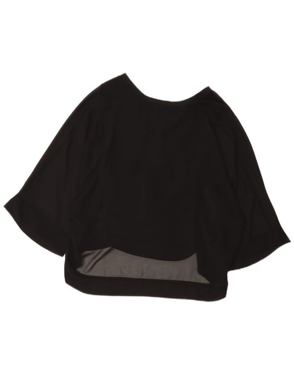 Zara Mujer Blusa Manga 3/4 Top UK 42 Medium Negro