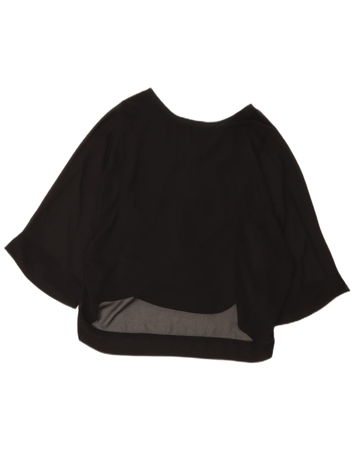 Zara Mujer Blusa Manga 3/4 Top UK 42 Medium Negro