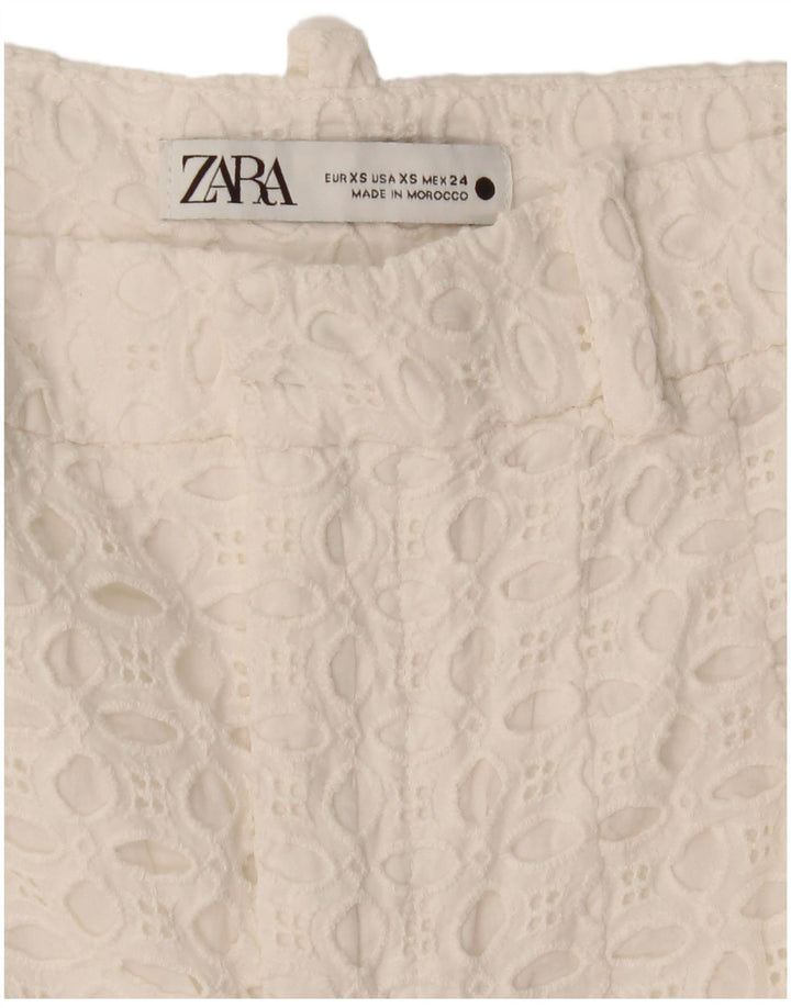 ZARA Mujer Shorts Casual Talle Alto XS W24 Blanco