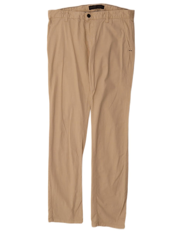 Zara Mens Slim Chino Pantalones EU 42 Large W32 L33 Algodón Beige