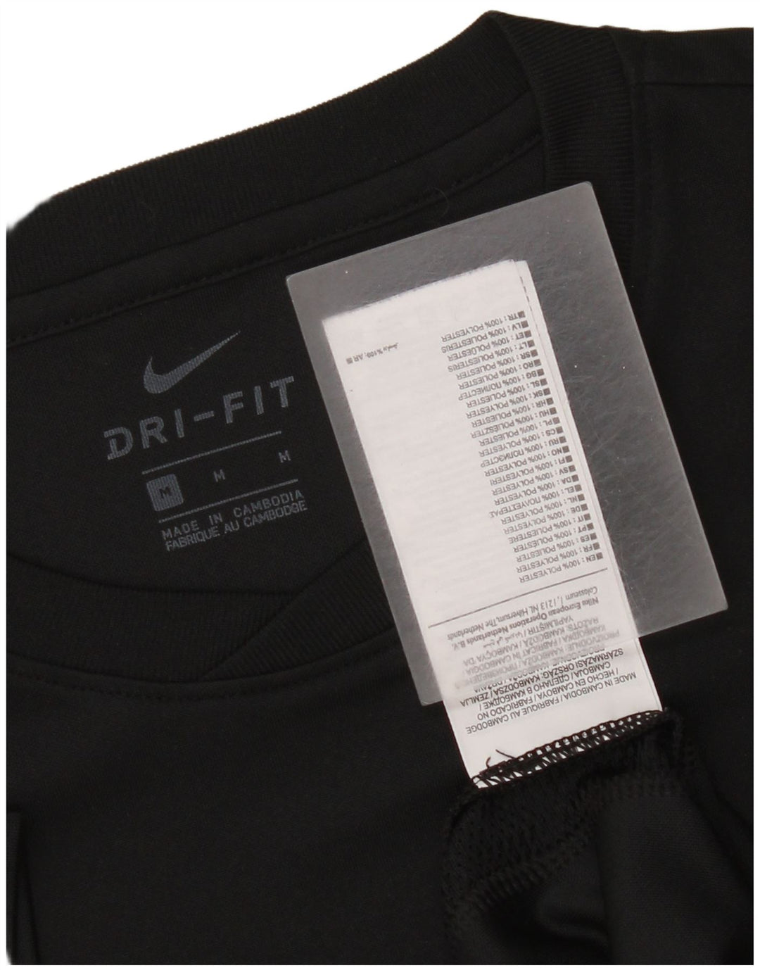 Camiseta Nike Dri Fit para hombre Top poliéster negro mediano