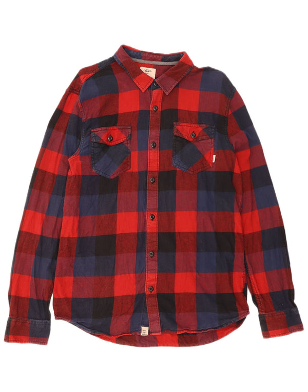 Vans Camisa de franela con corte entallado y corte entallado a cuadros rojos grandes | Hombre