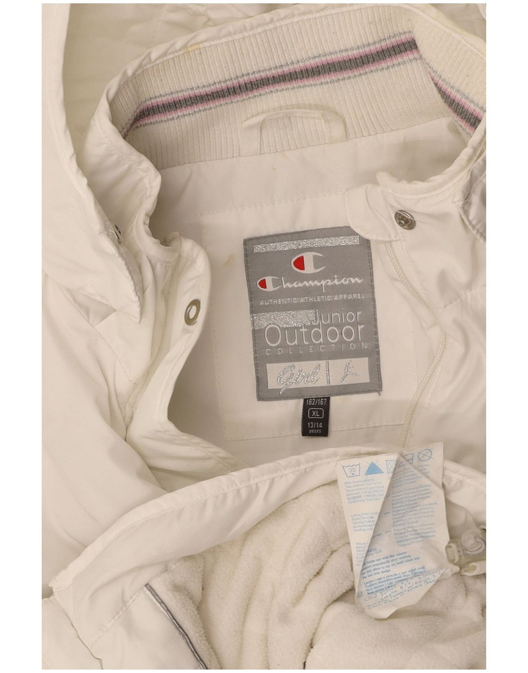 CHAMPION Chaqueta cortavientos con capucha para niña 13-14 años XL Blanco Poliéster