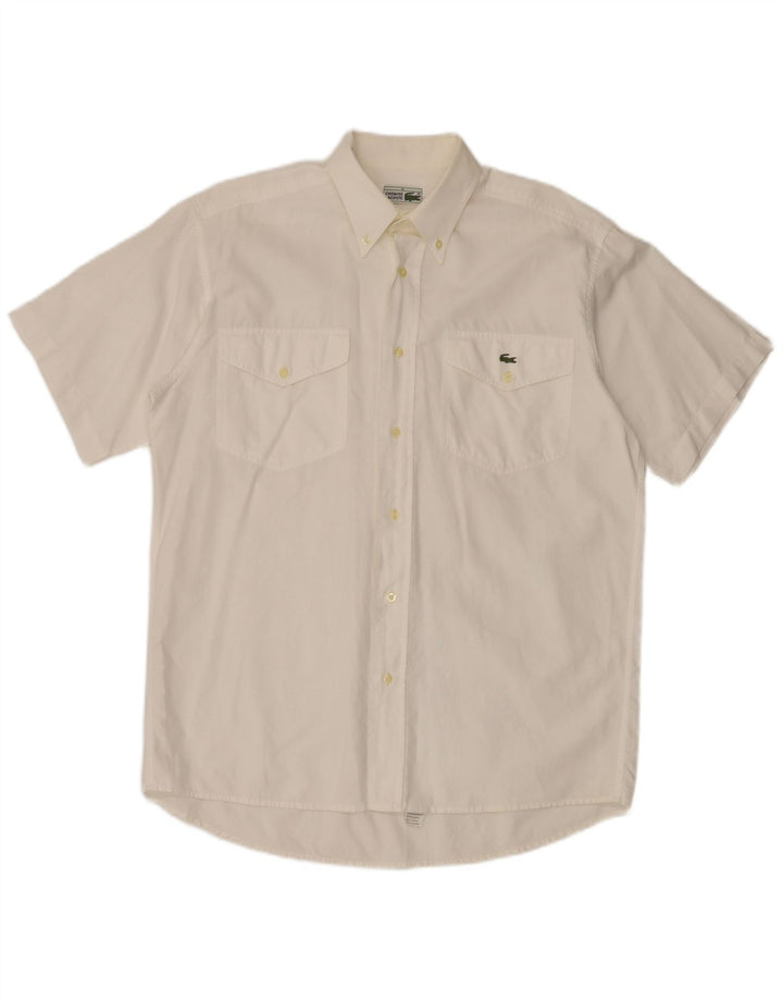 Camisa Lacoste Hombre Manga Corta Talla 40 Mediana Algodón Blanco