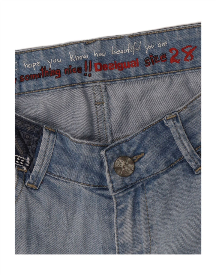 Shorts Desigual De Denim Desgastados Con Gráfico W28 Medium Blue Floral