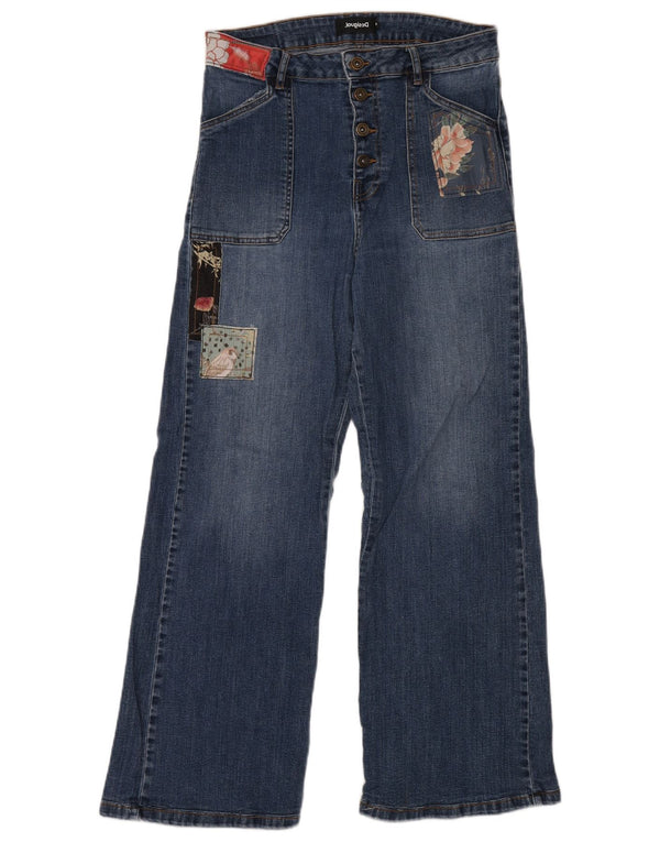 Desigual Jeans de pierna ancha y cintura alta para mujer EU 30 XL W30 L29 Patchwork azul
