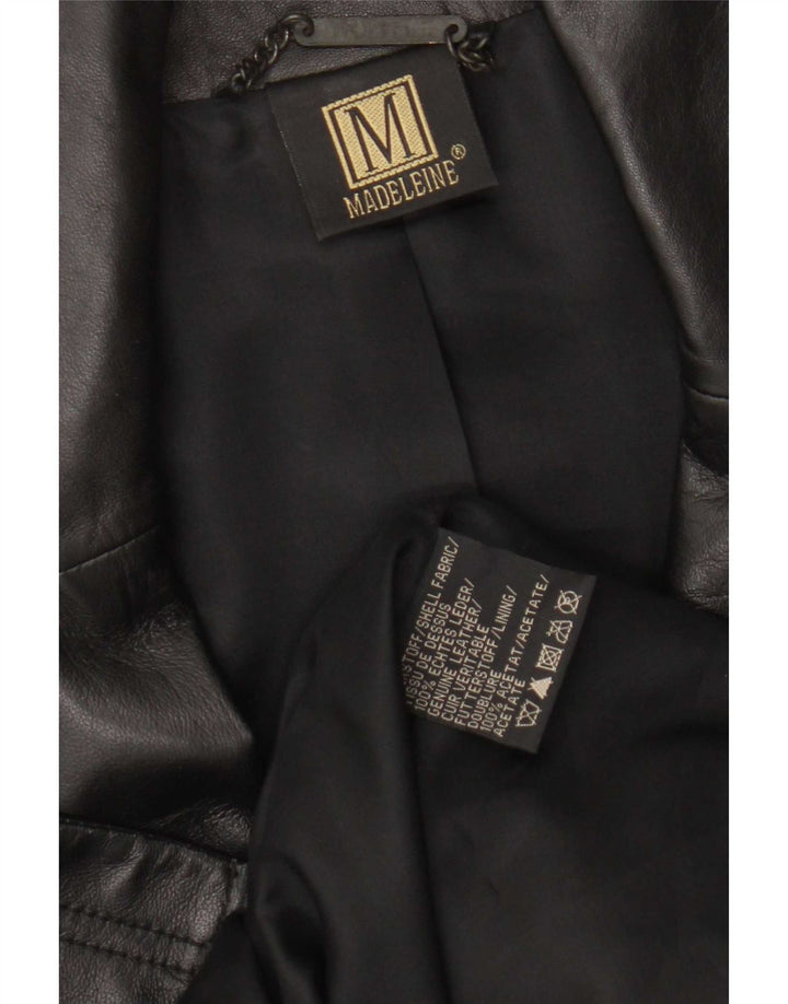 Madeleine Abrigo de cuero para mujer UK 10 Small Black Leather