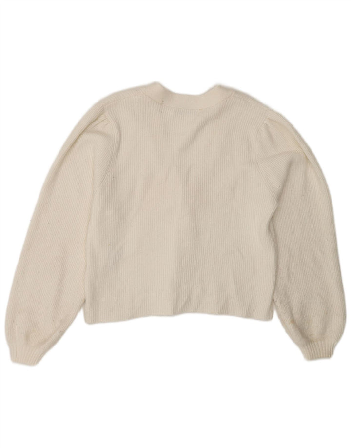 Zara - Cárdigan para mujer, talla 40, viscosa blanca mediana