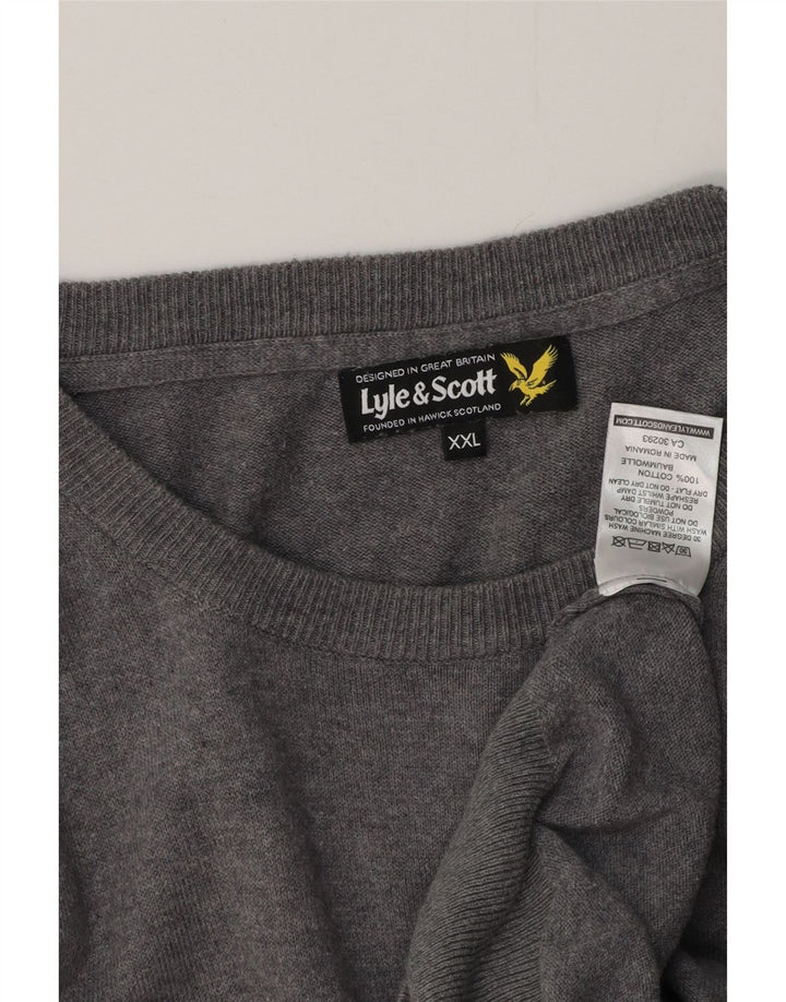LYLE & SCOTT Jersey con cuello barco para hombre, talla 2XL, algodón gris